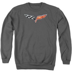 Chevy Sweatshirt Vette Logo Adult Charcoal Sweat Shirt
