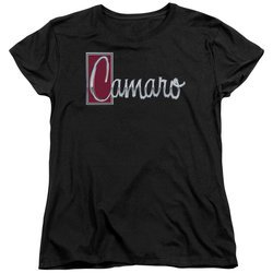 Chevy Womens Shirt Camaro Chrome Script Black T-Shirt