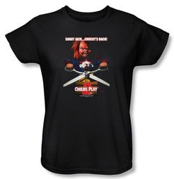 Child's Play 2 Ladies T-shirt Movie Chucky's Back Black Tee Shirt