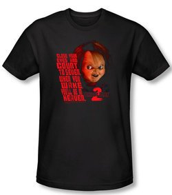Child's Play 2 T-shirt Movie In Heaven Black Slim Fit Tee Shirt