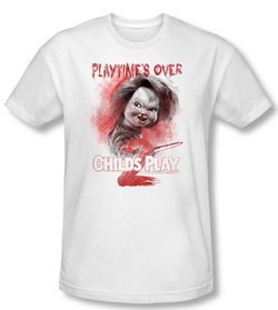 Child's Play 2 T-shirt Movie Playtime's Over White Slim Fit Tee Shirt