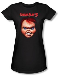 Child's Play 3 Juniors T-shirt Movie Chucky Black Tee Shirt