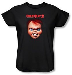 Child's Play  3 Ladies T-shirt Movie Chucky Black Tee Shirt