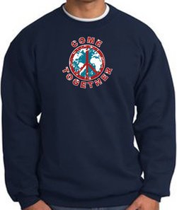 COME TOGETHER World Peace Sign Symbol Adult Sweatshirt - Navy