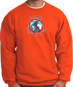 COME TOGETHER World Peace Sign Symbol Adult Sweatshirt - Orange