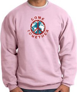 COME TOGETHER World Peace Sign Symbol Adult Sweatshirt - Pink