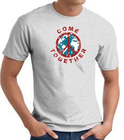 COME TOGETHER World Peace Sign Symbol Adult T-shirt - Ash