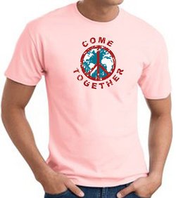 COME TOGETHER World Peace Sign Symbol Adult T-shirt - Pink