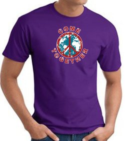 COME TOGETHER World Peace Sign Symbol Adult T-shirt - Purple