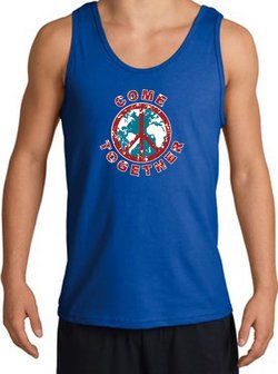COME TOGETHER World Peace Sign Symbol Adult Tanktop - Royal