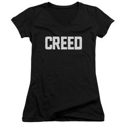 Creed Juniors V Neck Shirt Cracked Logo Poster Black T-Shirt