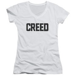 Creed Juniors V Neck Shirt Cracked Logo White T-Shirt