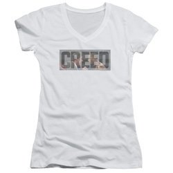 Creed Juniors V Neck Shirt Pep Talk White T-Shirt