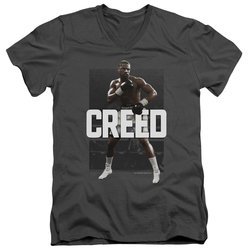 Creed Slim Fit V-Neck Shirt Adonis Johnson Final Round Charcoal T-Shirt