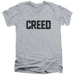 Creed Slim Fit V-Neck Shirt Cracked Movie Logo Athletic Heather T-Shirt
