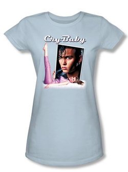 Cry Baby Juniors T-shirt Movie Title Light Blue Tee Shirt