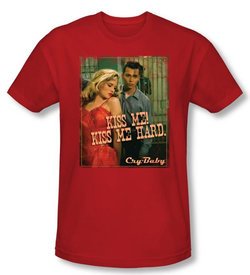 Cry Baby Slim Fit T-shirt Movie Kiss Me Adult Red Tee Shirt