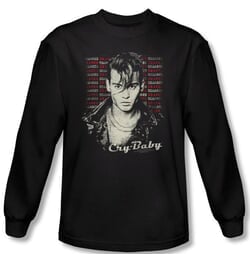 Click to get Cry Baby Tshirt Movie Drapes  Squares Black Long Sleeve Tee Shirt