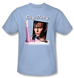 Cry Baby T-shirt Movie Title Adult Light Blue Tee Shirt