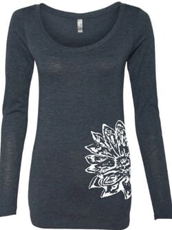Click to get Sketch Lotus Side Print Ladies Yoga Triblend LongSleeve Scoop Tee Shirt