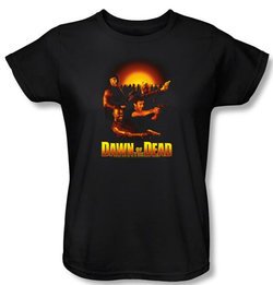 Dawn Of The Dead Ladies T-shirt Movie Dawn Collage Black Tee Shirt