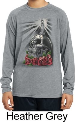 Day of the Dead Candle Skull Kids Dry Wicking Long Sleeve Shirt