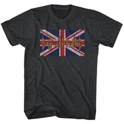 Def Leppard Shirt Distressed Flag Charcoal T-Shirt