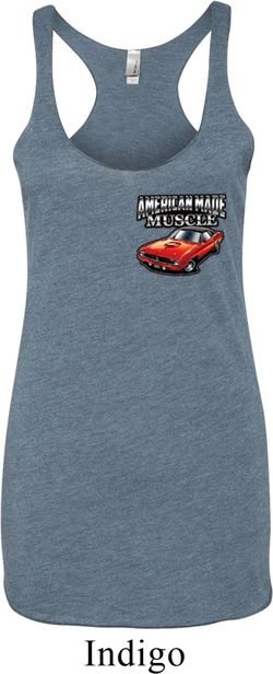 Dodge American Made Muscle Pocket Print Ladies Tri Blend Racerback