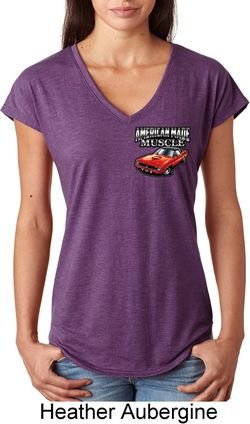 Dodge American Made Muscle Pocket Print Ladies Tri Blend V-Neck Shirt