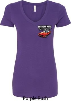 Dodge American Made Muscle Pocket Print Ladies V-Neck Shirt