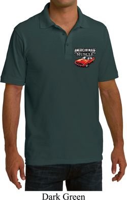 Dodge American Made Muscle Pocket Print Mens Pique Polo Shirt