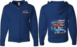 Dodge American Muscle Blue and Red (Front & Back) Full Zip Hoodie
