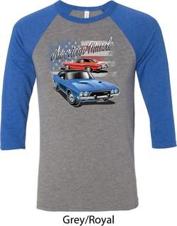 Dodge American Muscle Blue and Red Mens Raglan Shirt