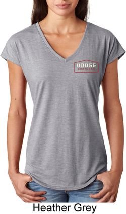 Dodge Brothers Pocket Print Ladies Tri Blend V-Neck Shirt