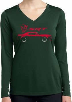 Dodge Challenger SRT Silhouette Ladies Dry Wicking Long Sleeve