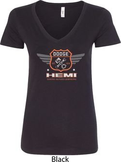 Dodge Garage Hemi Ladies V-Neck Shirt