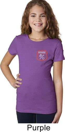 Dodge Garage Pocket Print Girls Purple Shirt