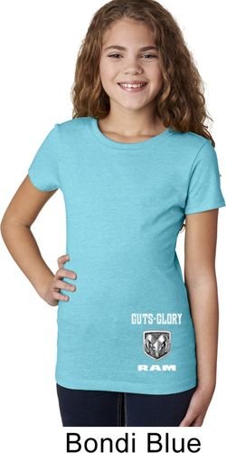 Dodge Guts and Glory Ram Logo Bottom Print Girls Shirt