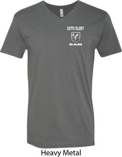 Dodge Guts and Glory Ram Logo Pocket Print Mens V-Neck Shirt
