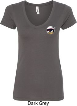 Dodge Scat Pack Logo Pocket Print Ladies V-Neck Shirt