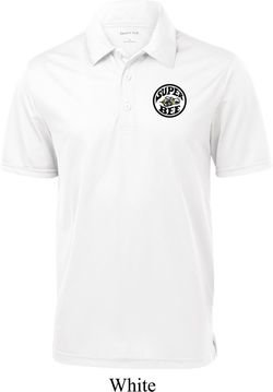 Dodge Super Bee Circle Pocket Print Mens White Textured Polo Shirt