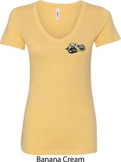 Dodge Super Bee Logo Pocket Print Ladies V-Neck Shirt