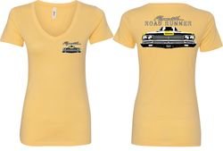 Dodge Yellow Plymouth Roadrunner (Front & Back) Ladies V-neck