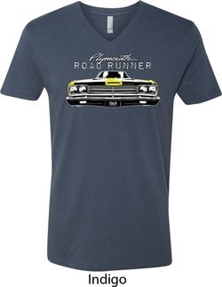 Dodge Yellow Plymouth Roadrunner Mens V-Neck Shirt