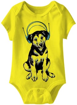 Click to get Dog Headphones Funny Baby Romper Yellow Infant Babies Creeper
