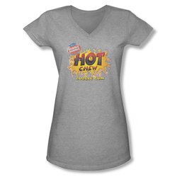 Double Bubble Shirt Juniors V Neck Hot Chew Athletic Heather T-Shirt