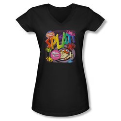 Double Bubble Shirt Juniors V Neck Splat Gum Black T-Shirt