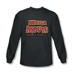 Double Bubble Shirt Mega Mouth Long Sleeve Charcoal Tee T-Shirt