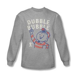 Double Bubble Shirt Pointing Long Sleeve Athletic Heather Tee T-Shirt
