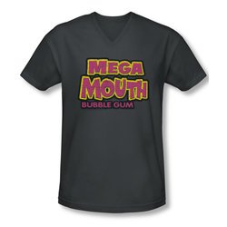 Double Bubble Shirt Slim Fit V-Neck Mega Mouth Charcoal T-Shirt